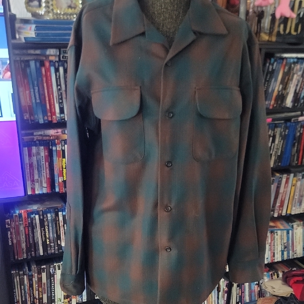 Men's Plaid Jacket - Green and Brown Good Condition
